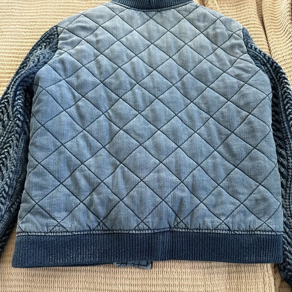 Bella Dahl Quilted Bomber Jacket Blue L - Picture 6 of 6